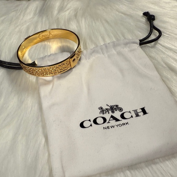COACH Signature “C” GOLD BANGLE BRACELET - Picture 2 of 16